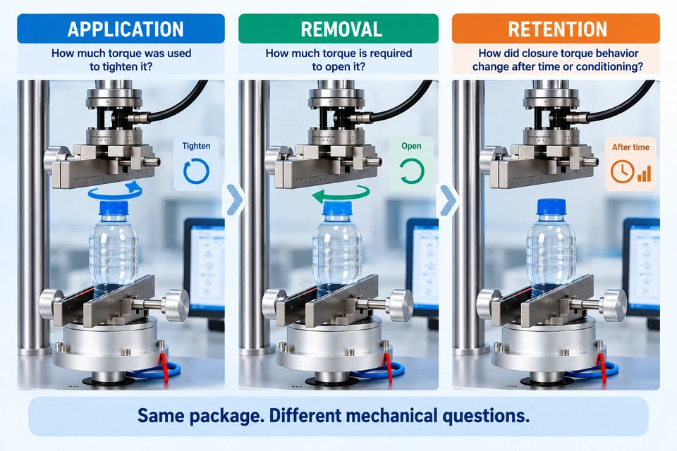 bottle cap application removal retention torque testing